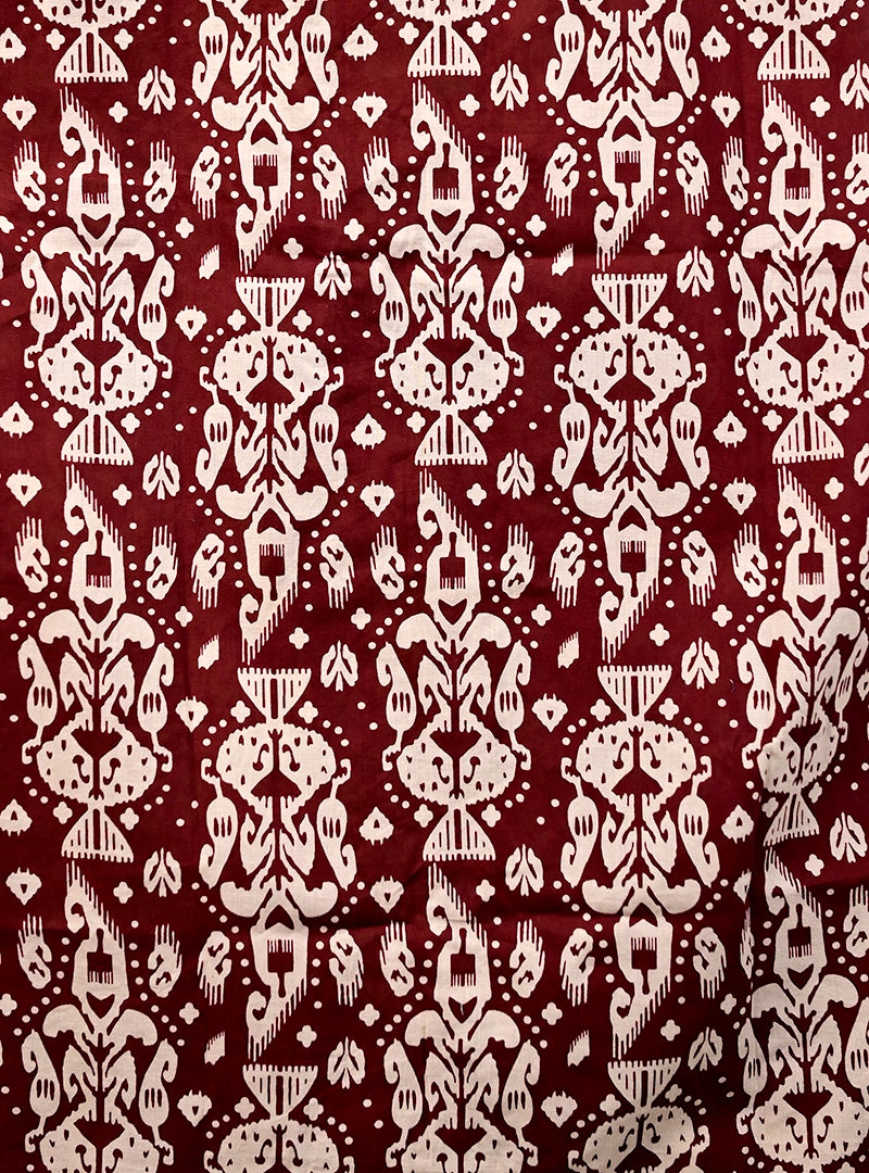 Maroon Cream Block Printed Half Sleeves Shirt