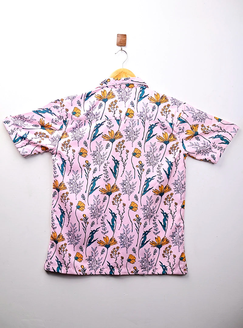 Pink Floral Cuban Collar Resort Shirt