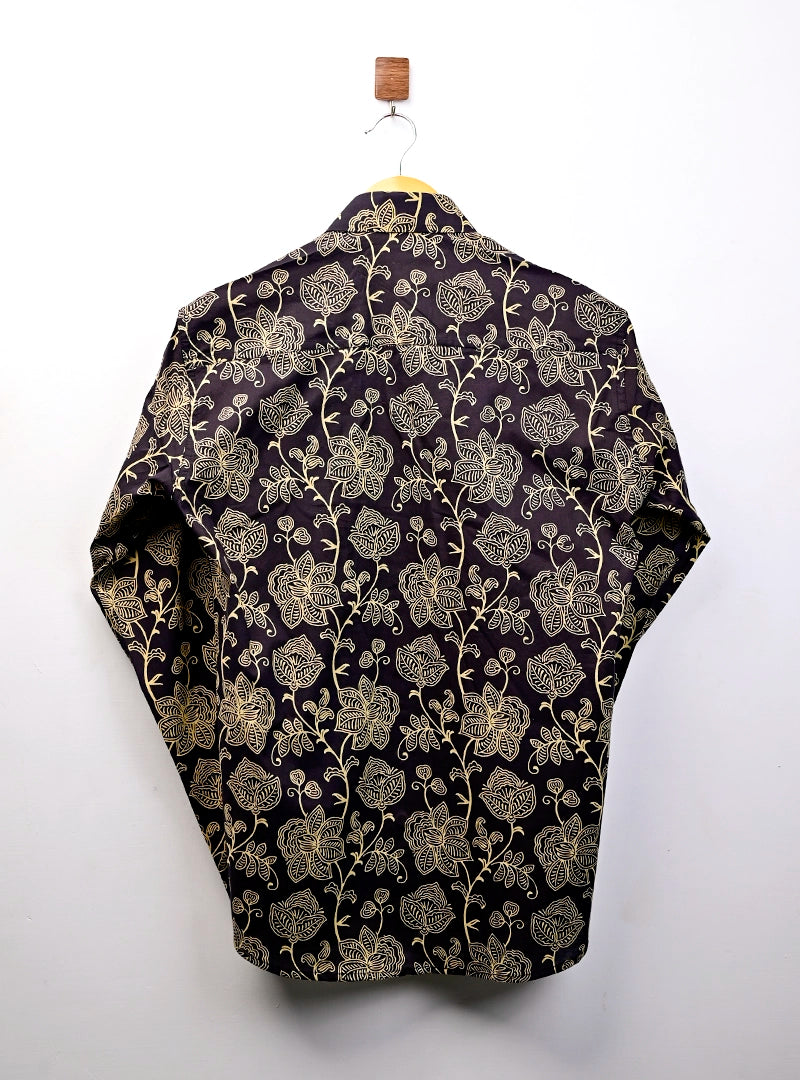black golden flowers Full Sleeves Shirt