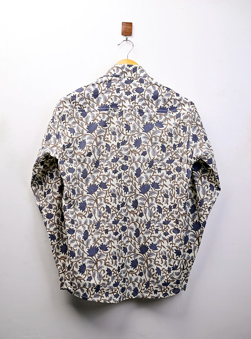 off white grey floral Full Sleeves Shirt