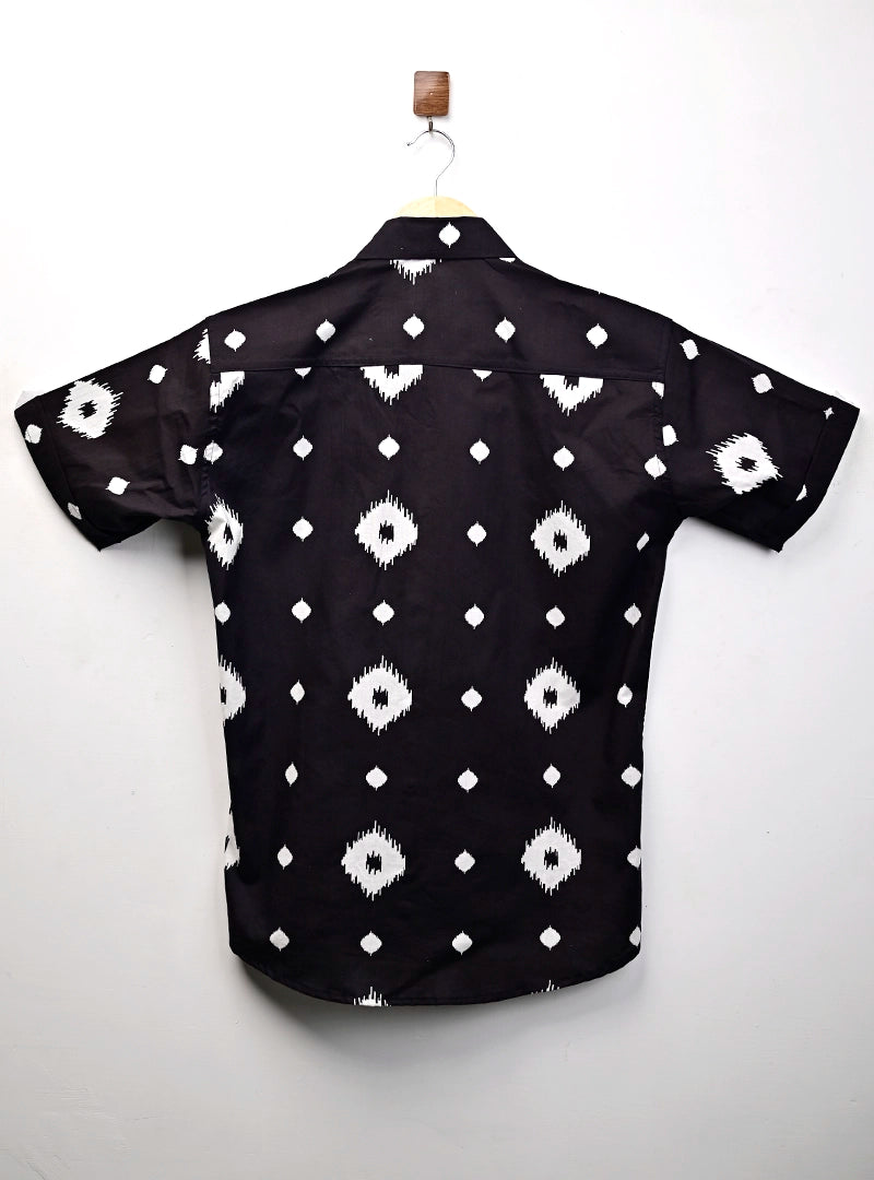 monochrome ikat half Sleeves Shirt