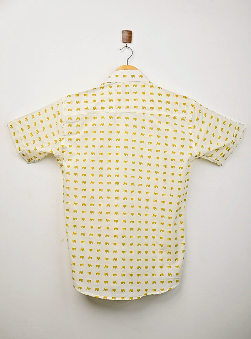 Micro yellow elephant printed half Sleeves Shirt
