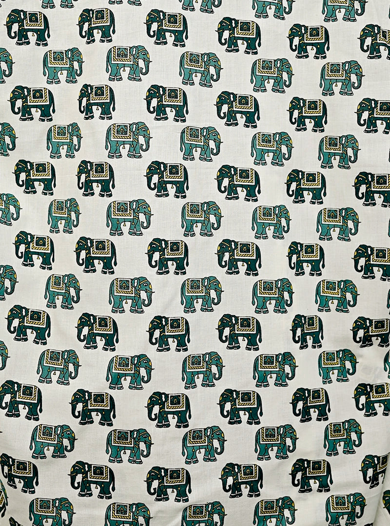 Green/Black Elephant Printed Half Sleeves Shirt