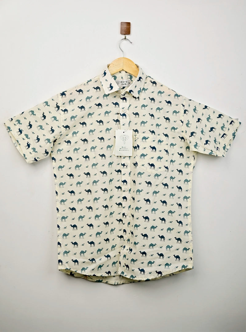 Camel Carvan Printed Half Sleeves Shirt