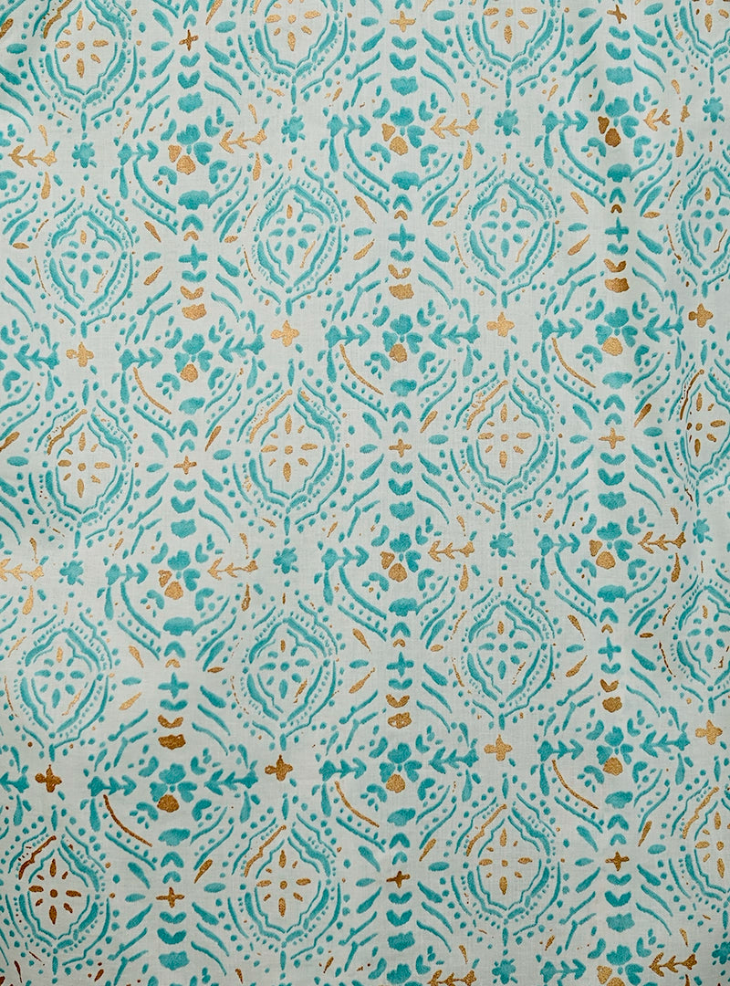 Mint Golden Printed Half Sleeves Shirt