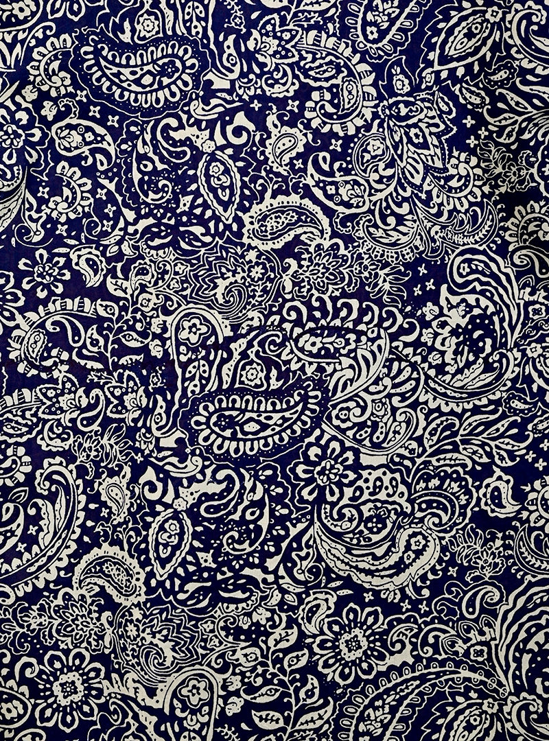 Navy Blue Cream Paisley Half Sleeves Shirt