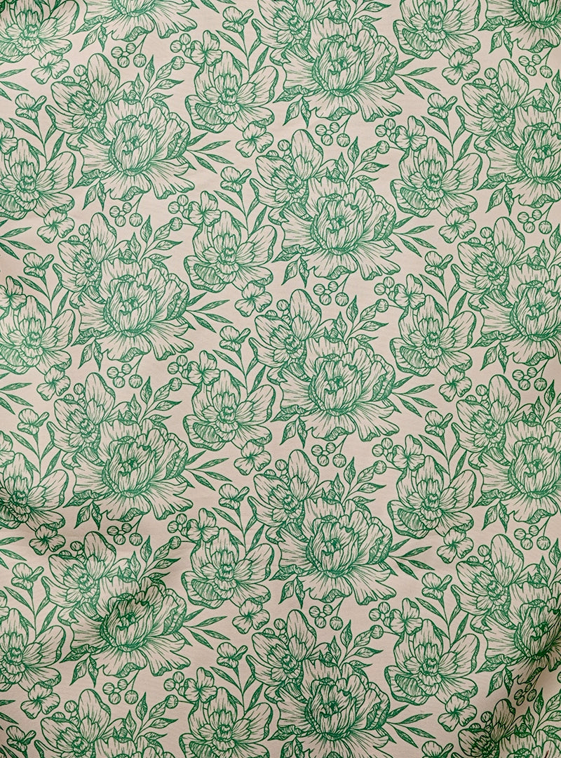 Cream Green Floral Cuban Collar Resort Shirt