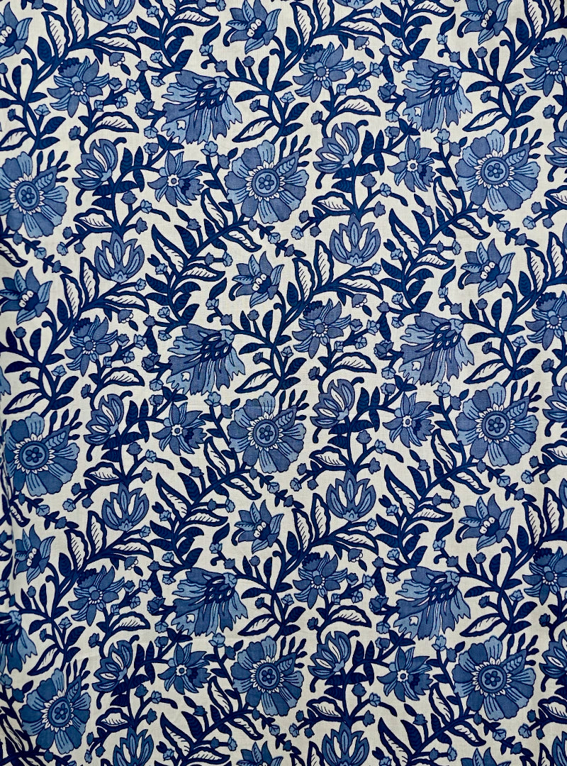 Blue-White Floral Full Sleeves Shirt