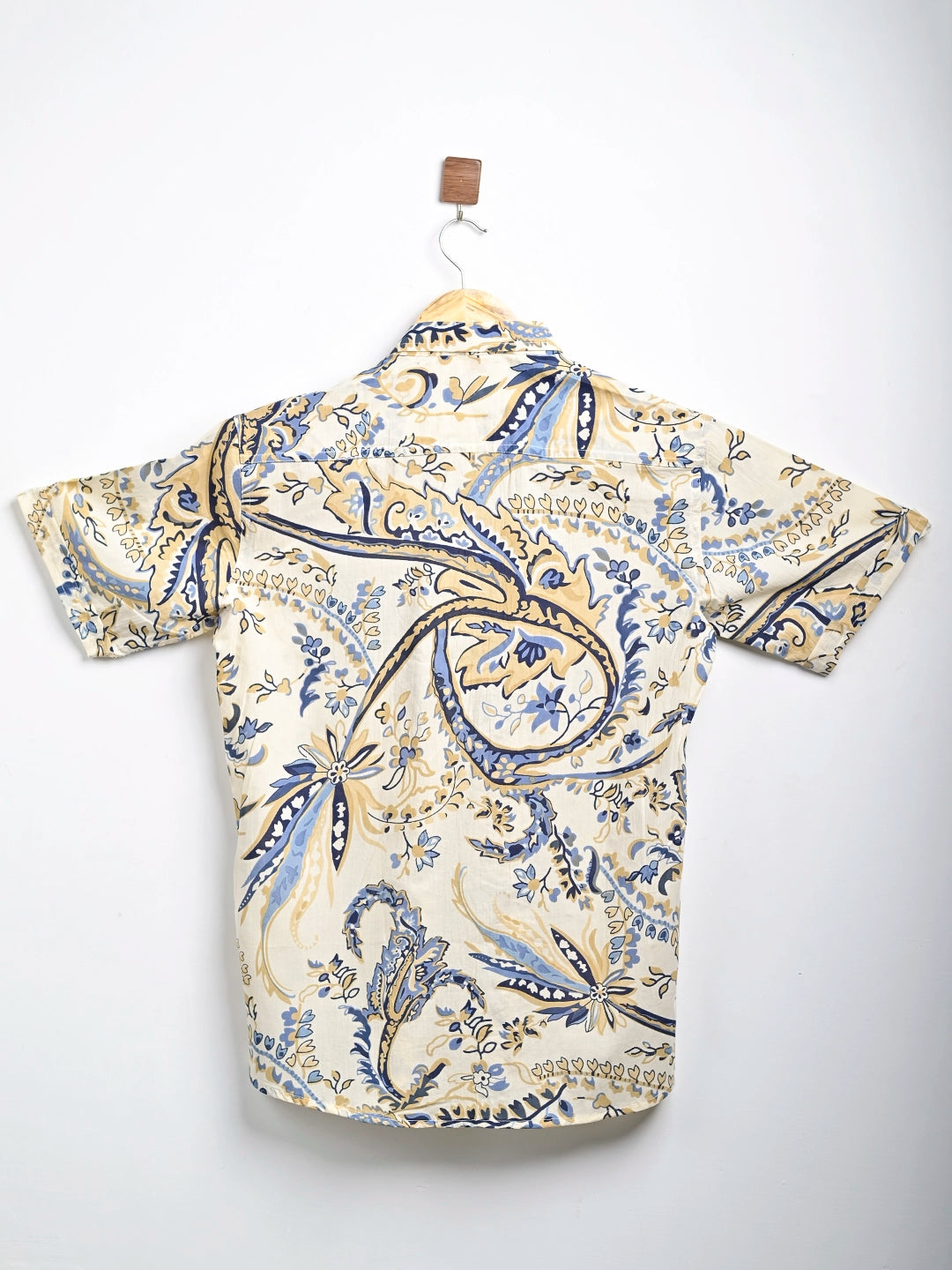 cream paisley printed half sleeves shirt