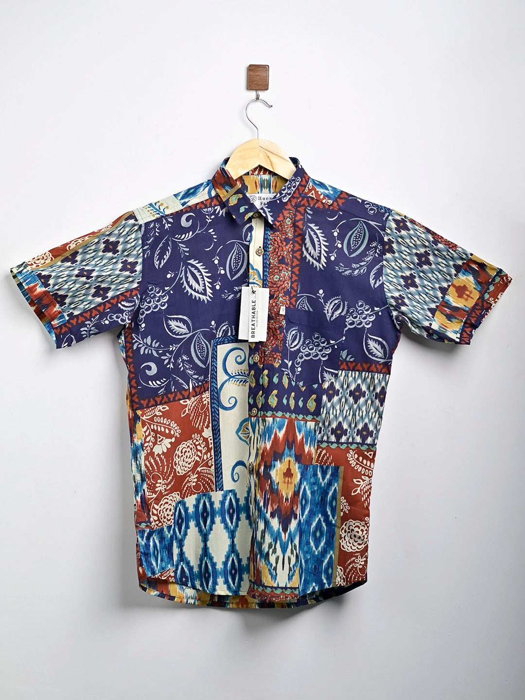 multicolor patchwork half sleeve shirt