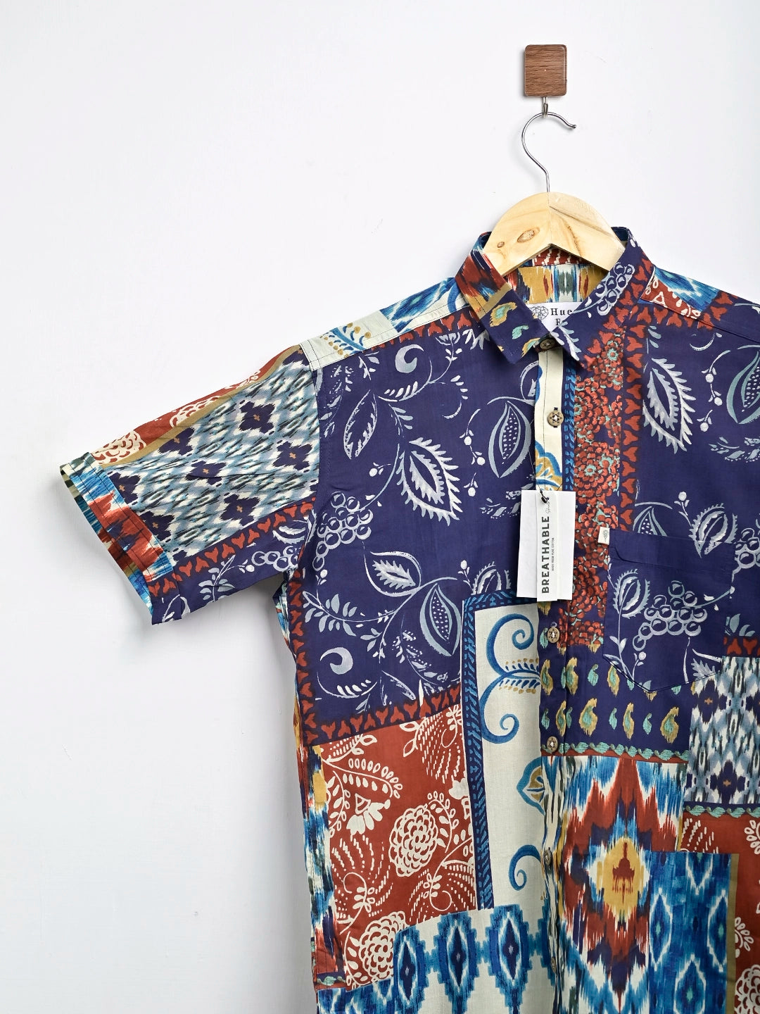 multicolor patchwork half sleeve shirt