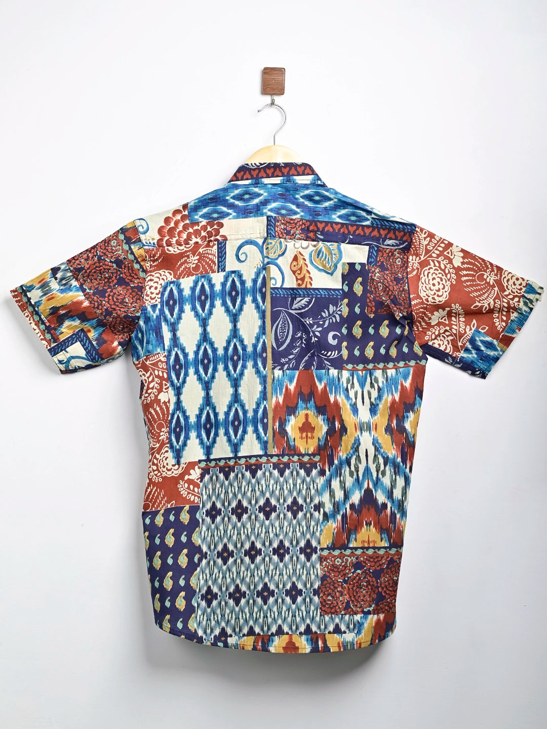 multicolor patchwork half sleeve shirt