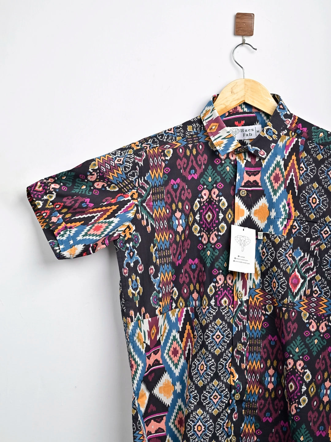 black patchwork half sleeve shirt