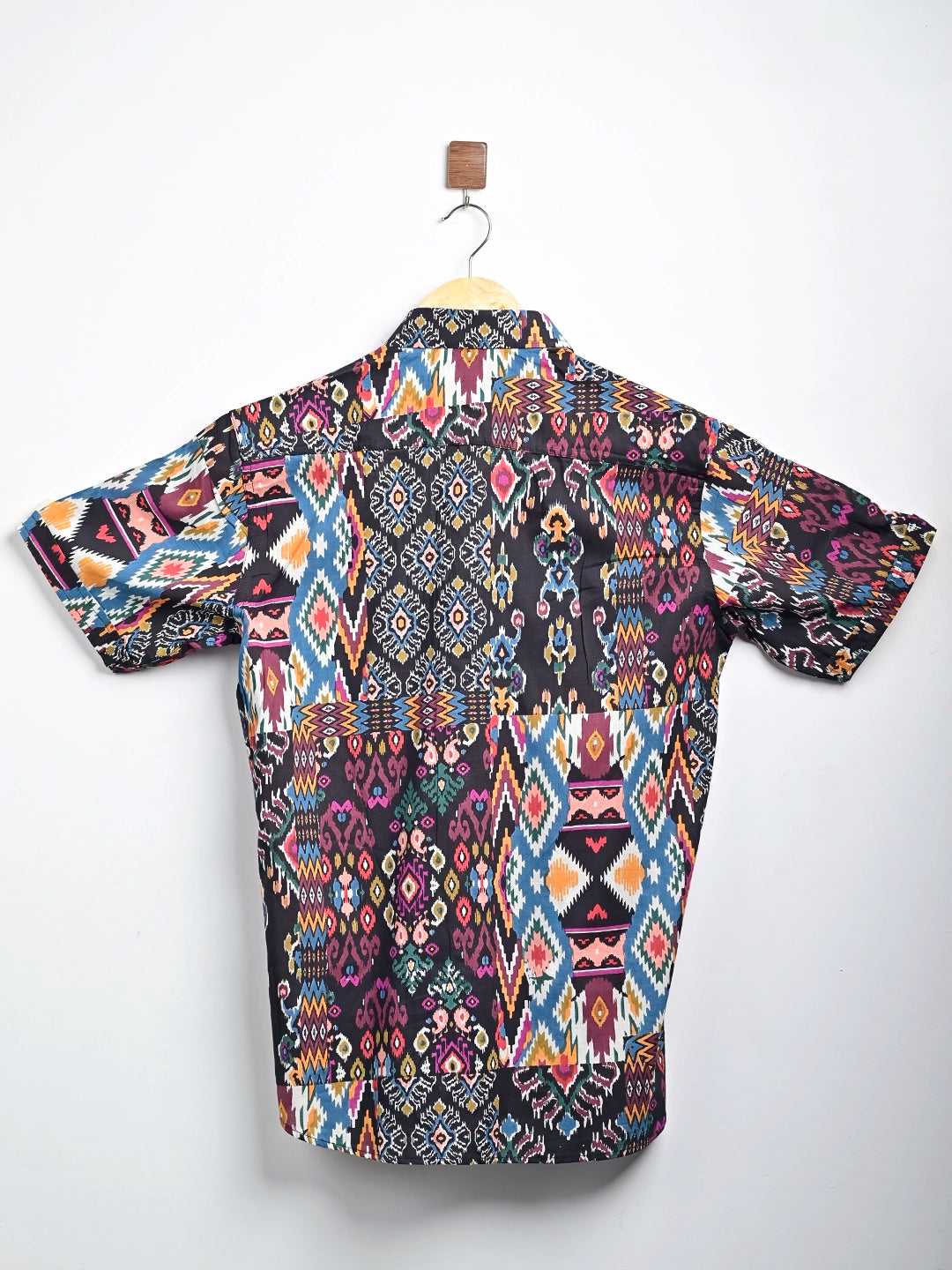 black patchwork half sleeve shirt