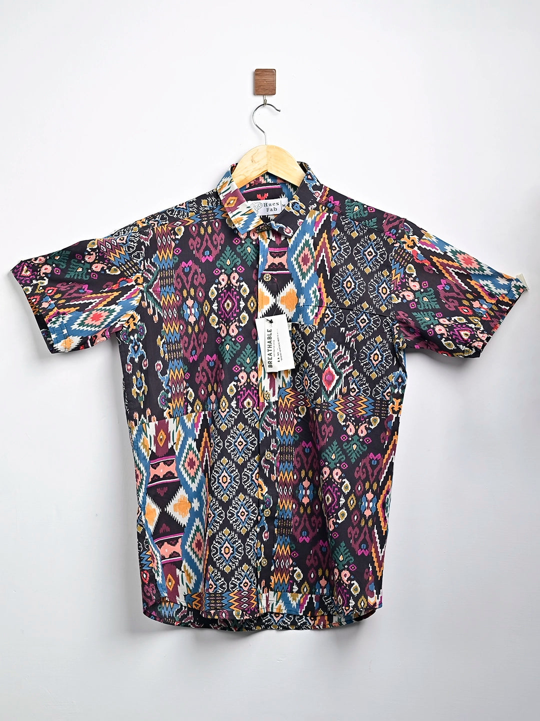 black patchwork half sleeve shirt
