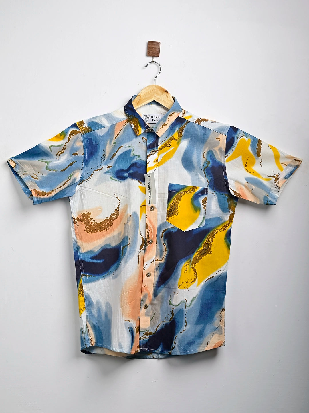 Blue Marble Printed Half Sleeves Shirt