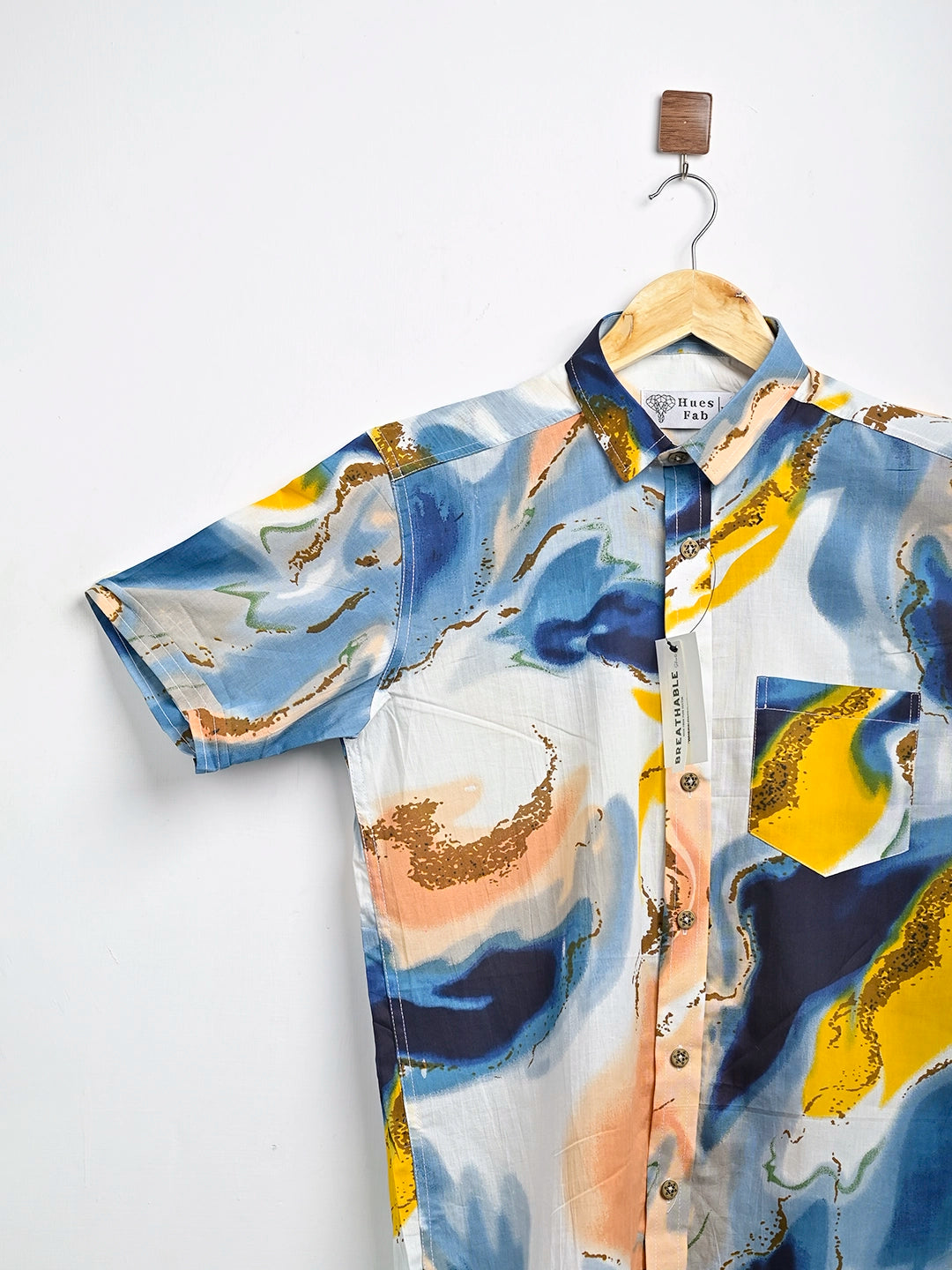 Blue Marble Printed Half Sleeves Shirt