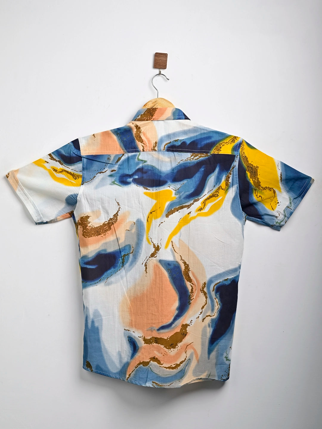 Blue Marble Printed Half Sleeves Shirt