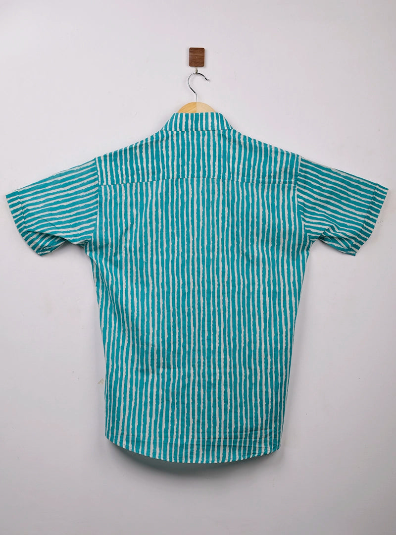 Cyan Lining Half Sleeves Shirt