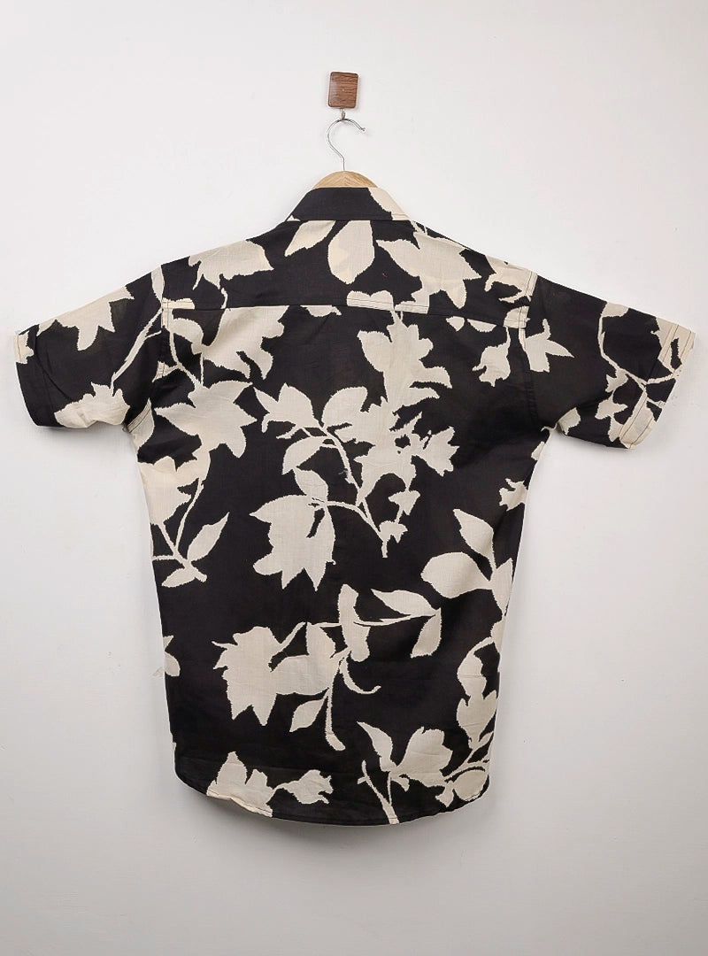 Black Petal Half Sleeves Shirt