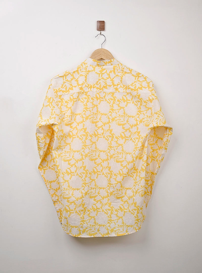 Yellow White Floral Short Kurta