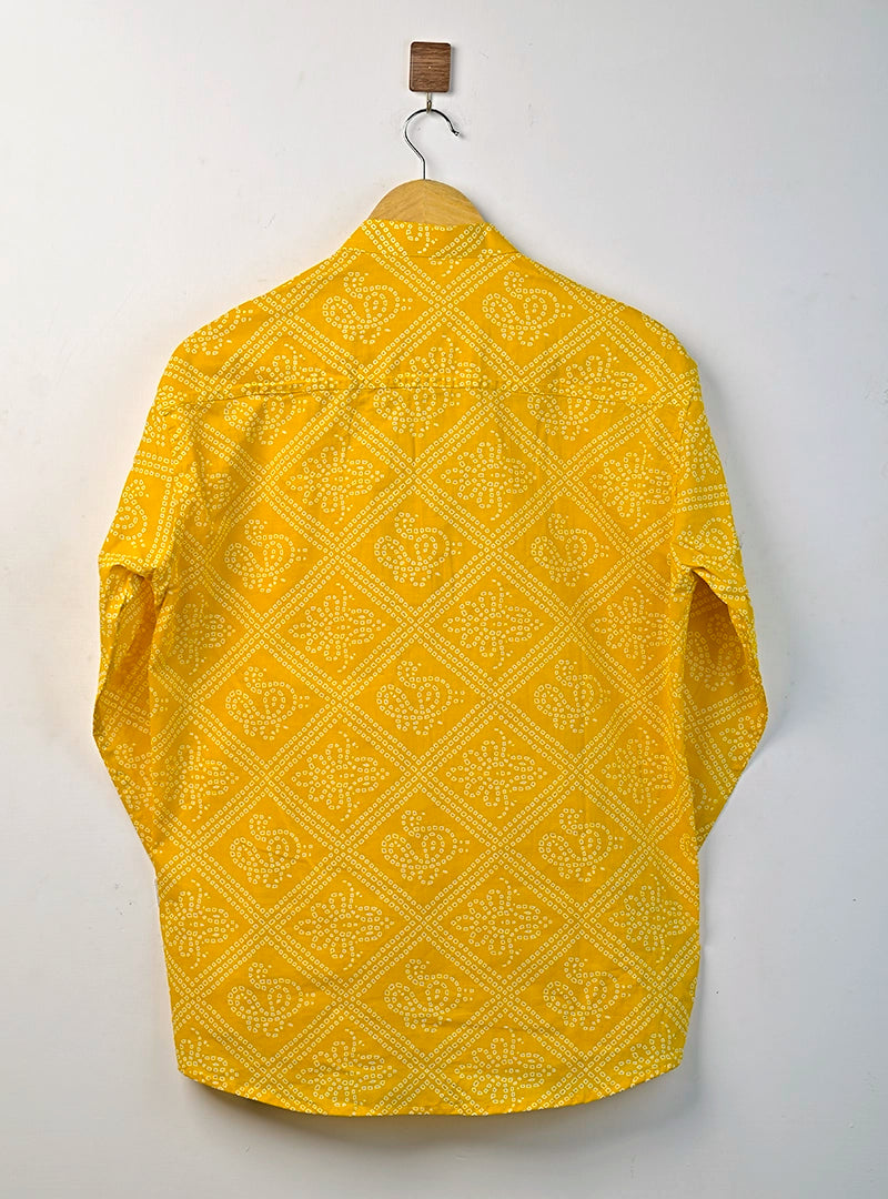 Yellow Bandej Printed short kurta