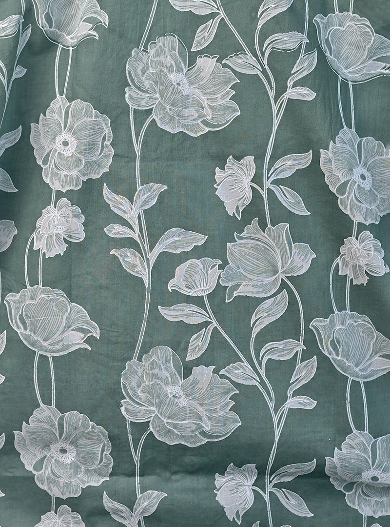 Grey Floral Printed Full Sleeves Shirt
