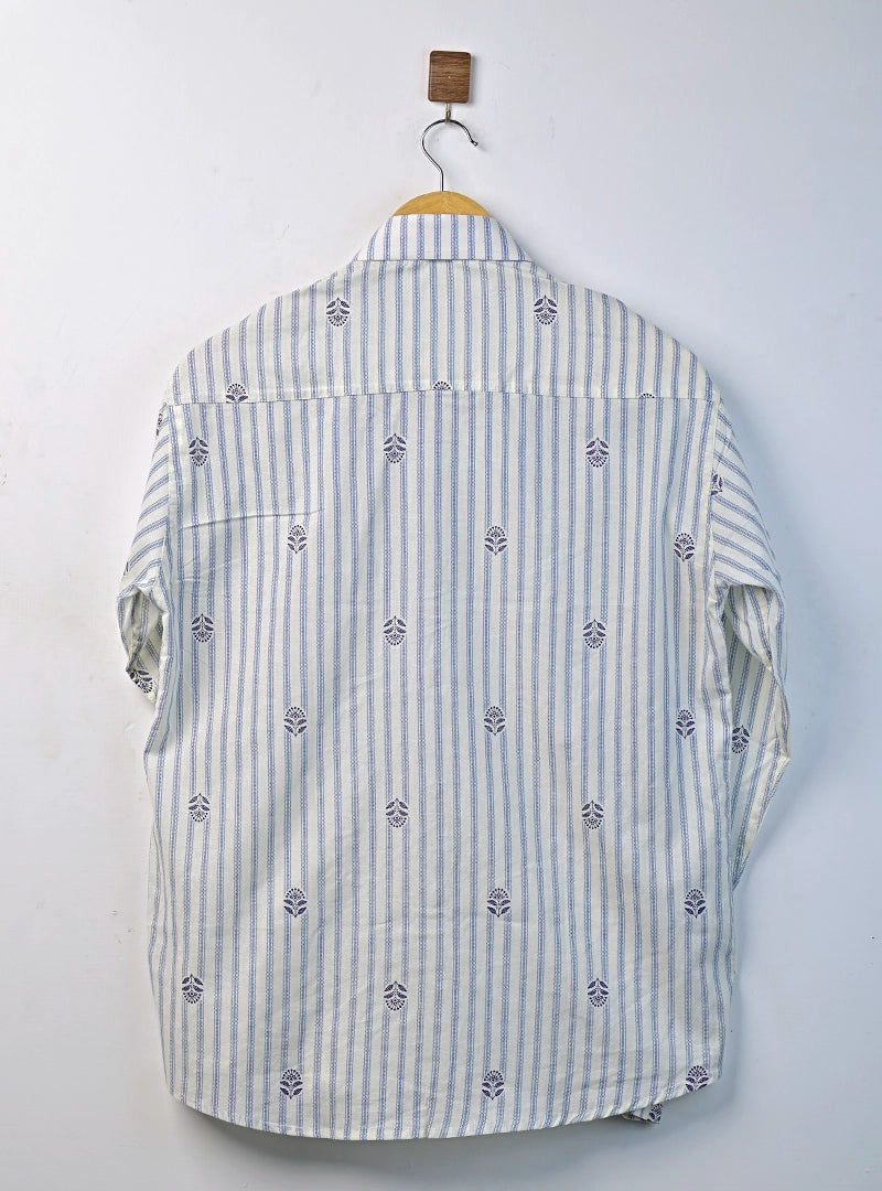 Blue Stripe Bloom Full Sleeves Shirt