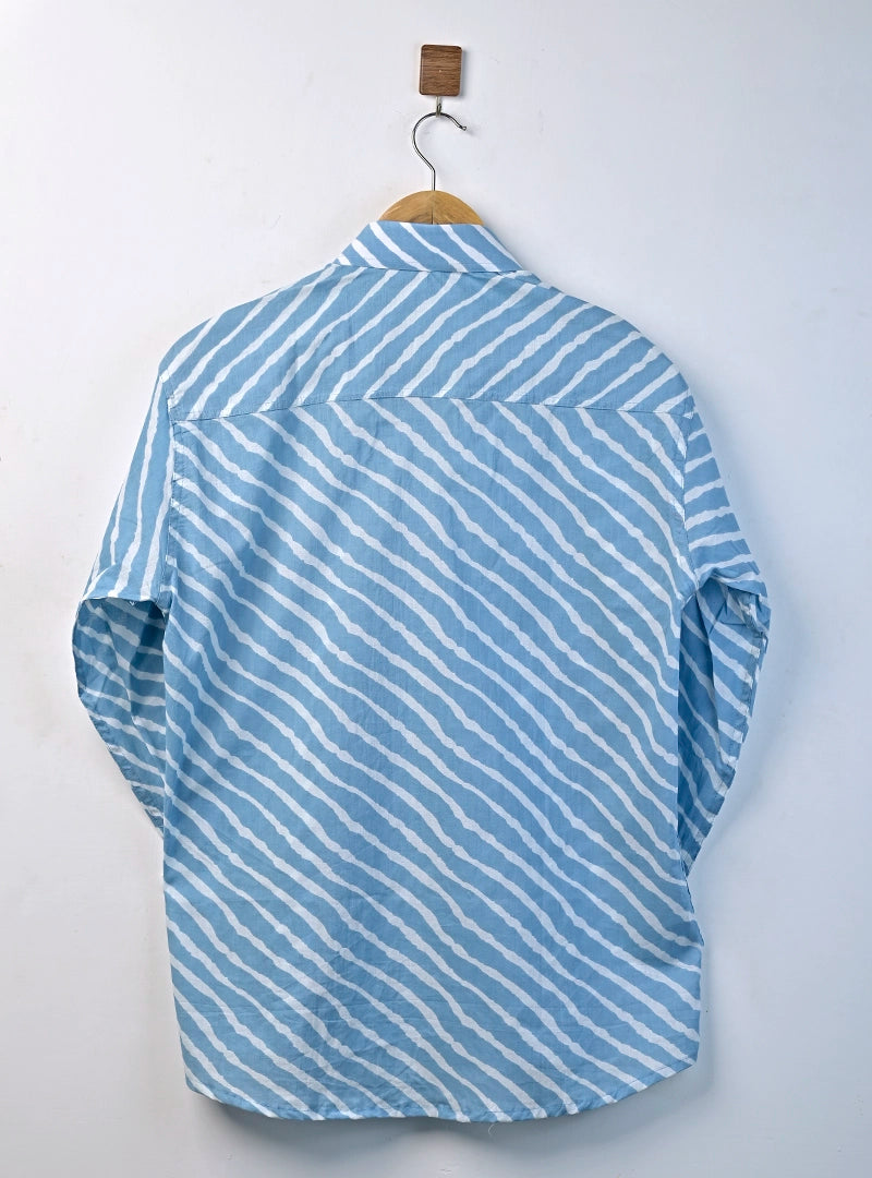 Blue Wave Stripe Full Sleeves Shirt
