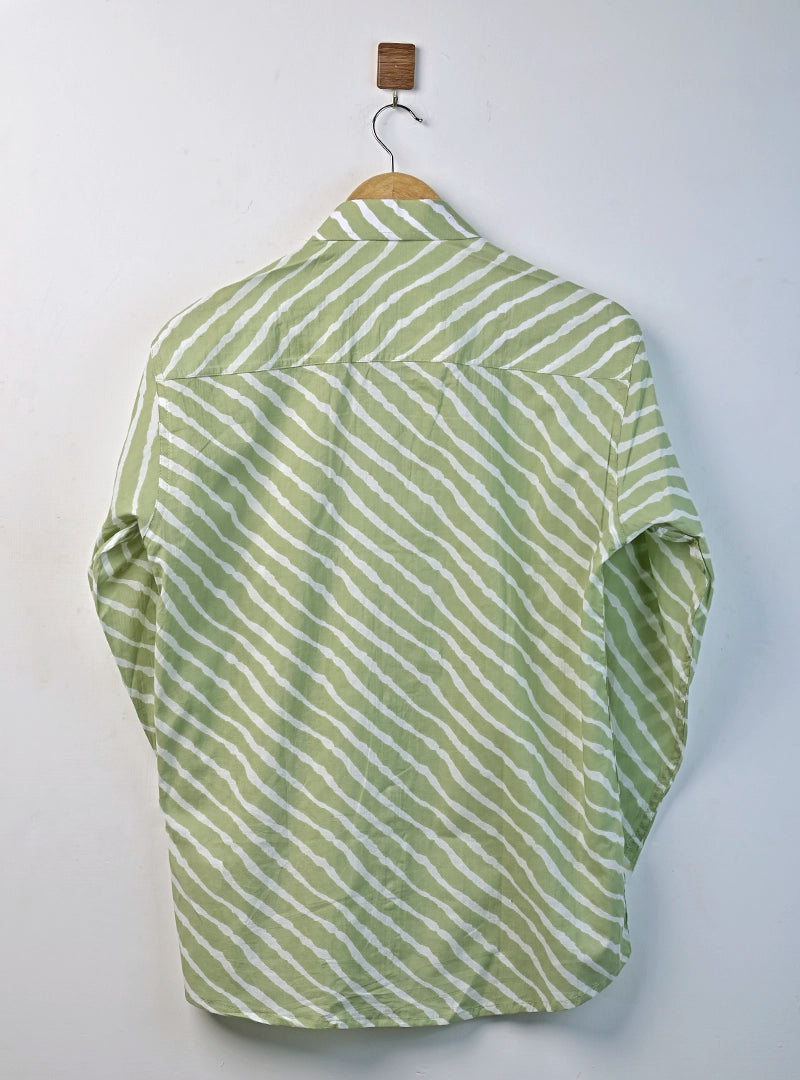 Green Wave Stripe Full Sleeves Shirt