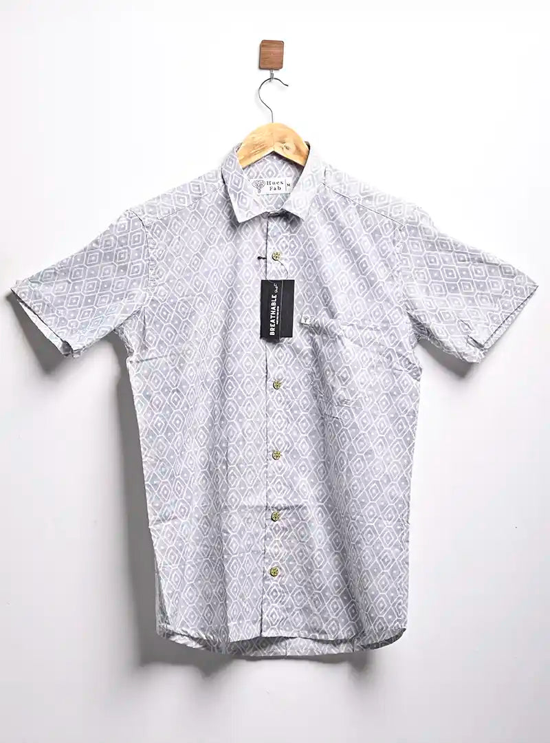 grey block half sleeves shirt