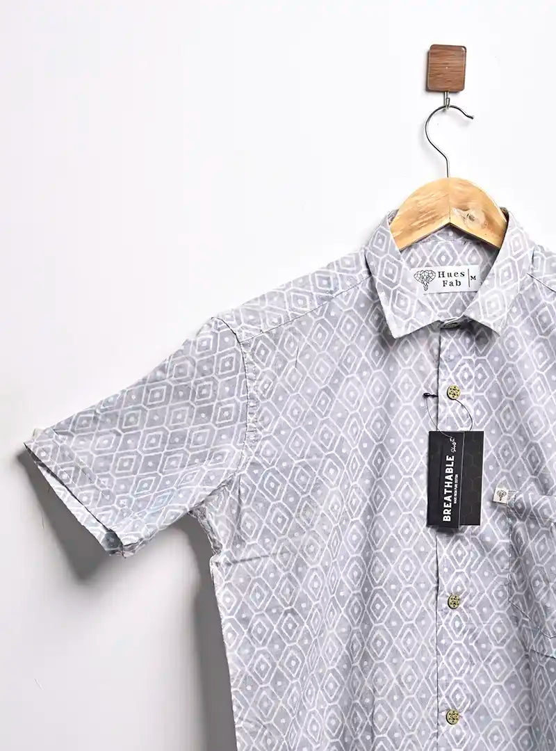 grey block half sleeves shirt