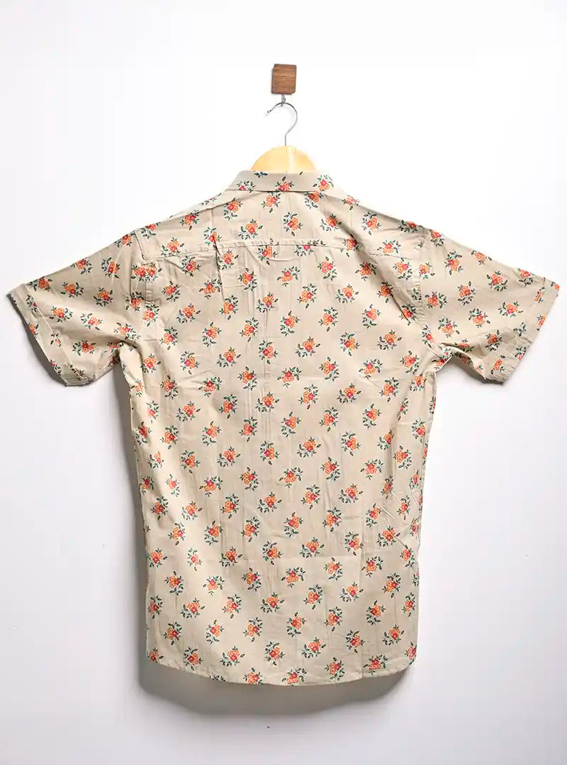 Beige Blooms half sleeves shirt