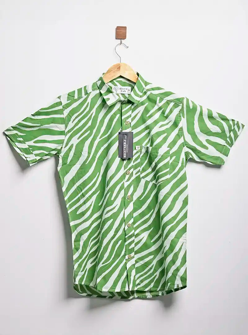 green stripes half sleeves shirt