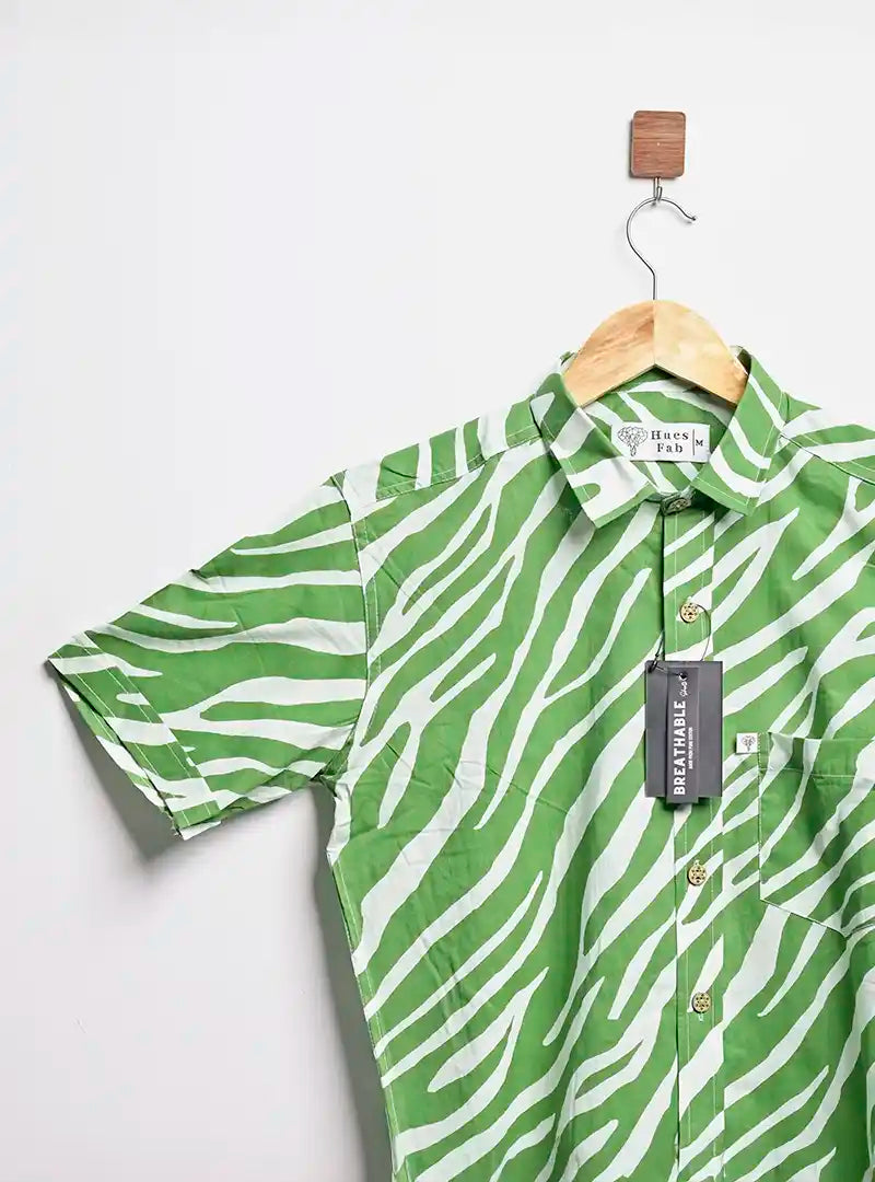 green stripes half sleeves shirt