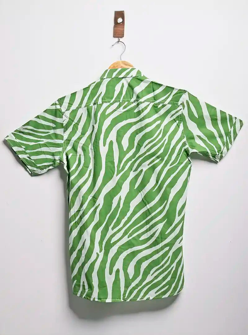 green stripes half sleeves shirt