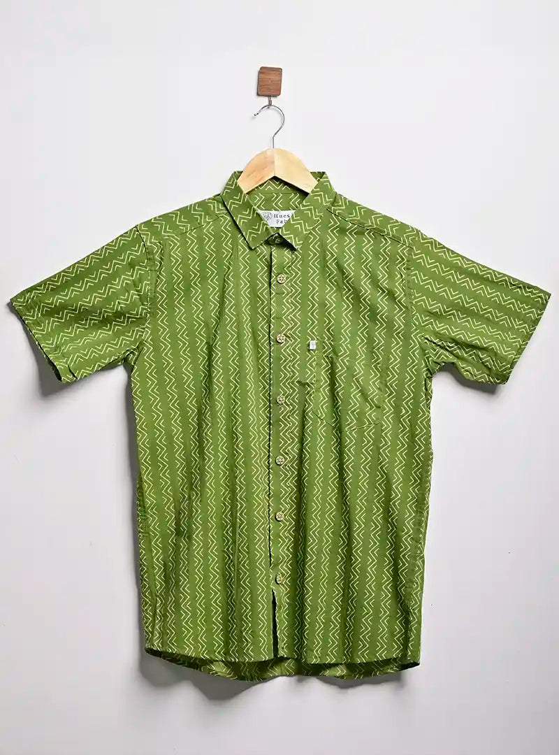 green golden stripes half sleeves shirt