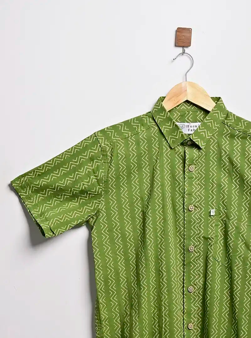 green golden stripes half sleeves shirt
