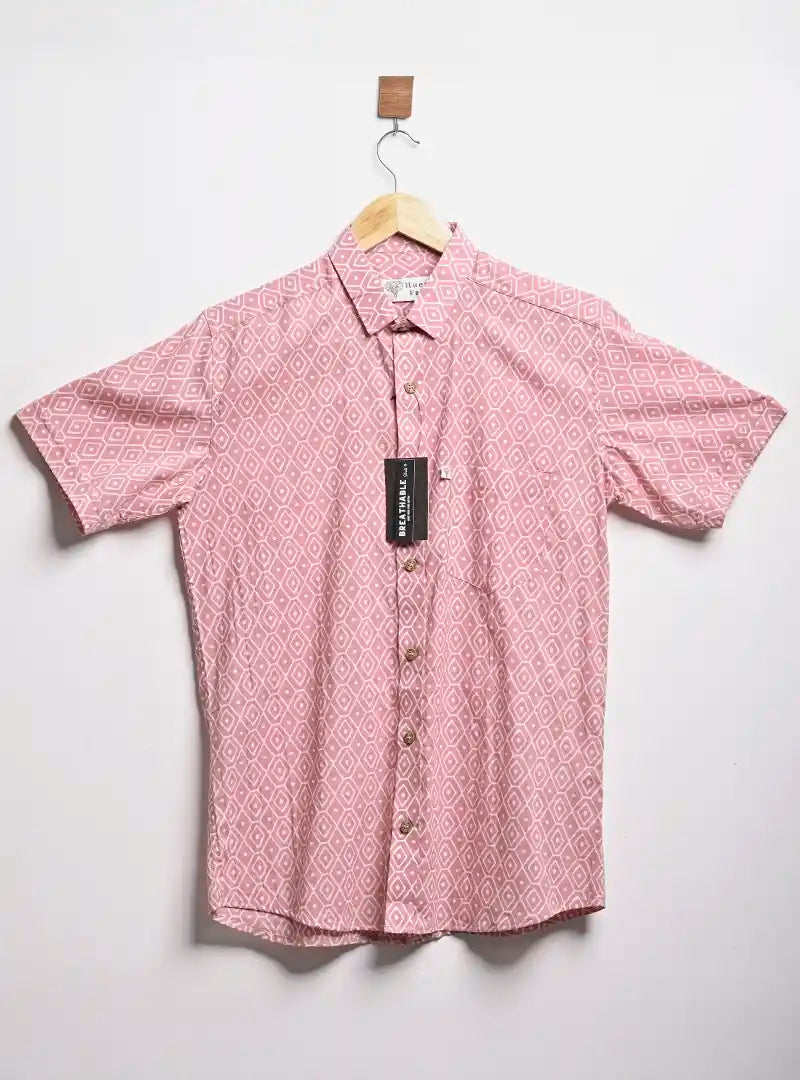 baby pink blocks half sleeves shirt