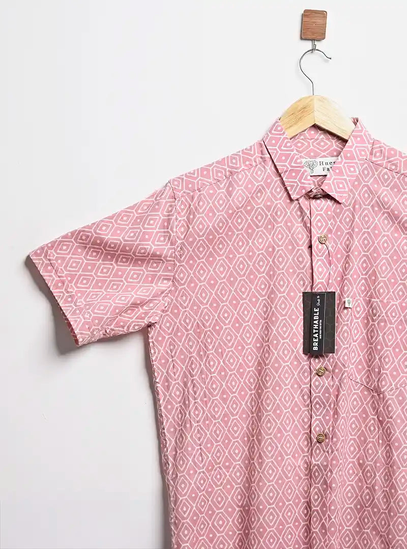 baby pink blocks half sleeves shirt