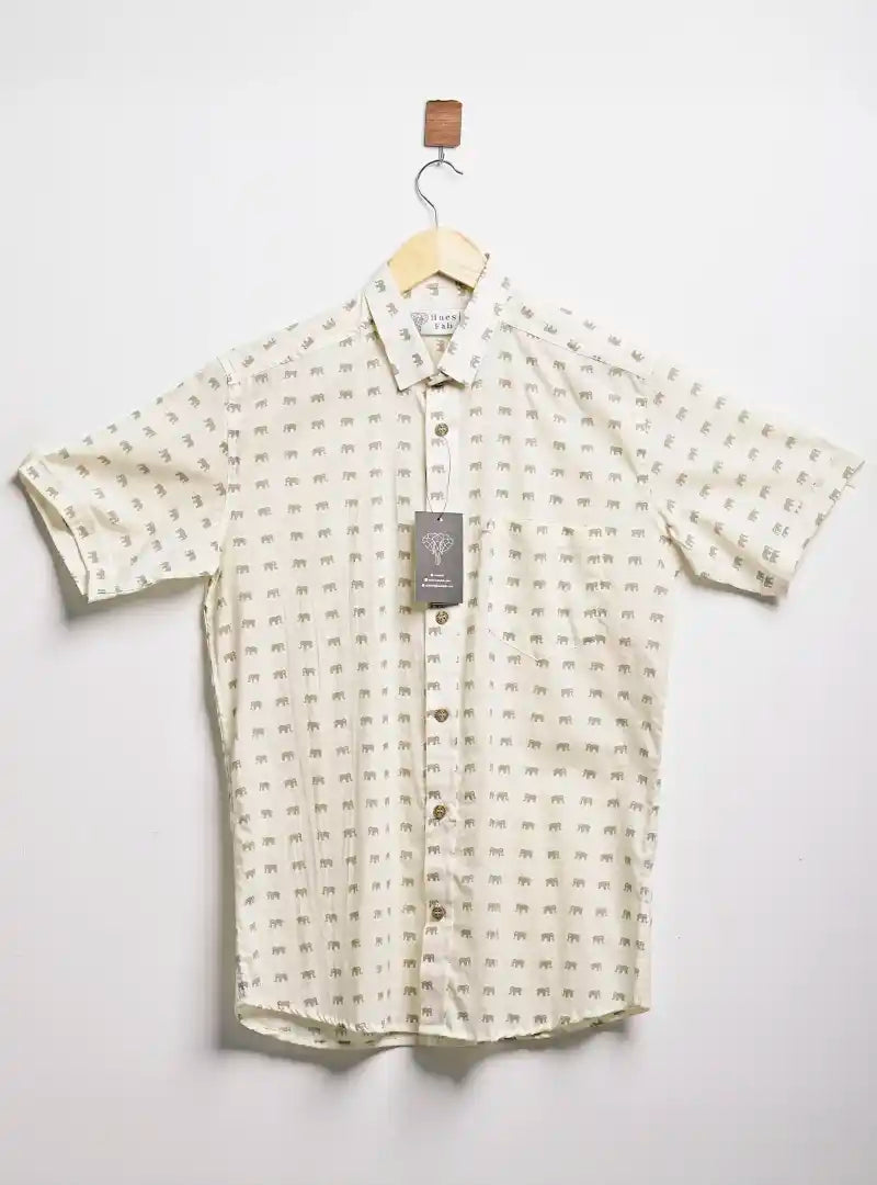 Off-White micro elephants printed half sleeves shirt