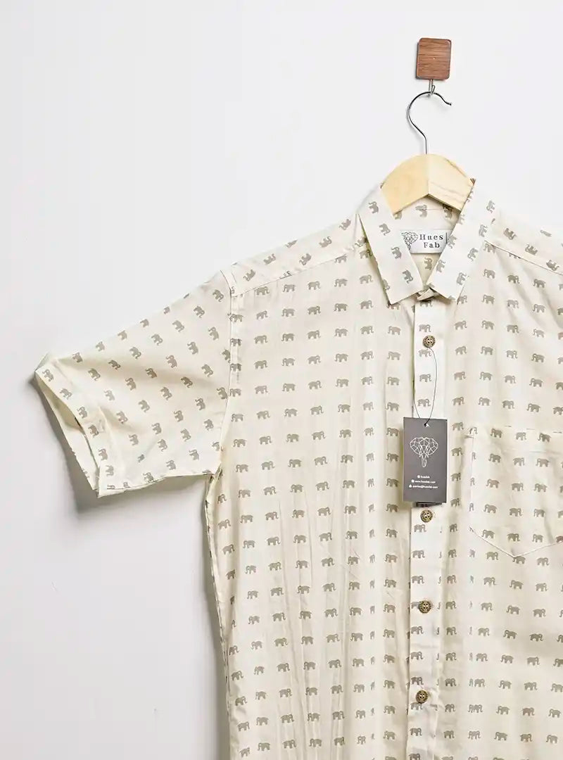 Off-White micro elephants printed half sleeves shirt