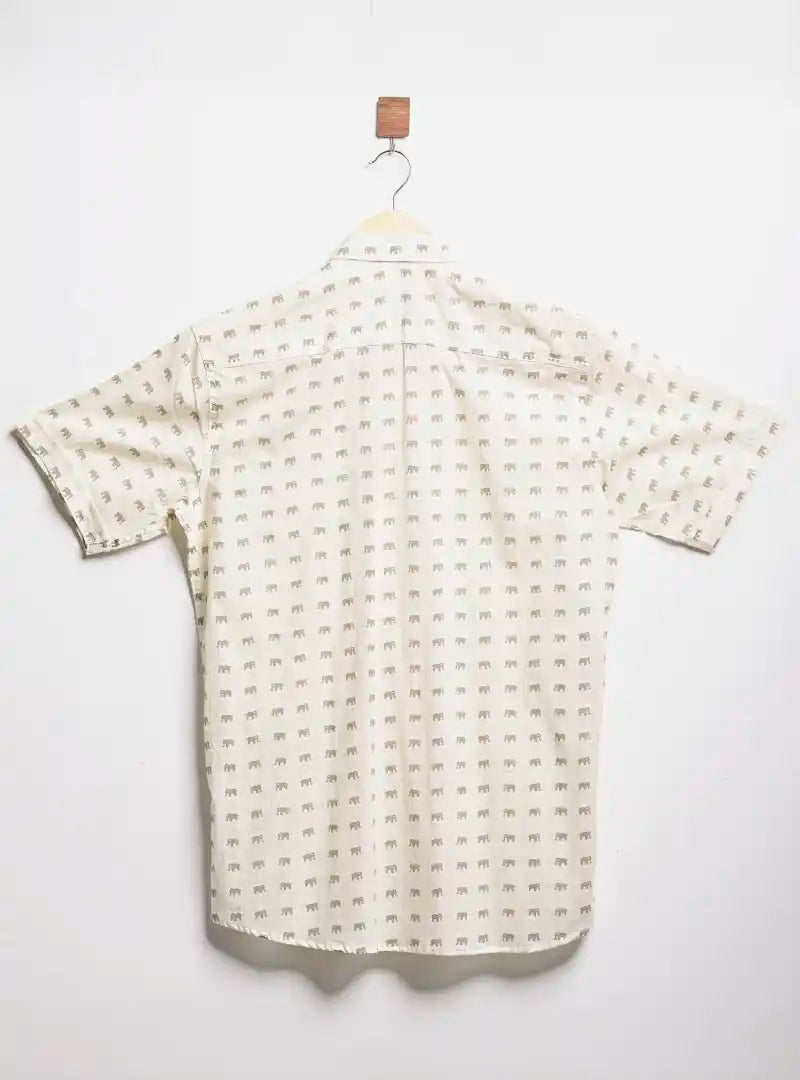 Off-White micro elephants printed half sleeves shirt