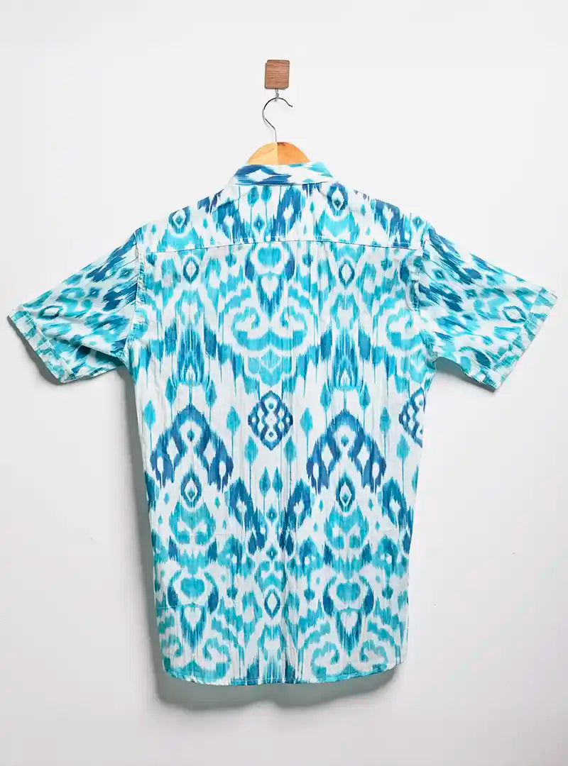 sky blue abstract half sleeves shirt