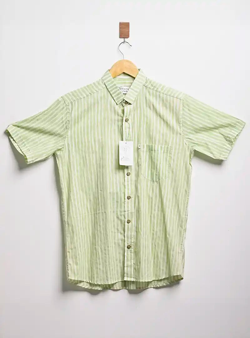green lining half sleeves shirt