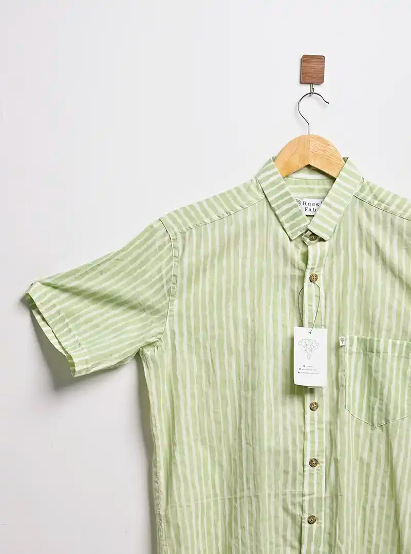 green lining half sleeves shirt