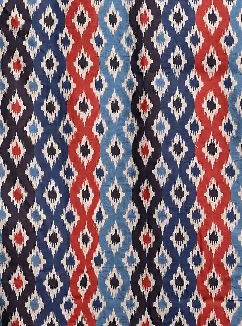 red blue blocks cuban collar shirt