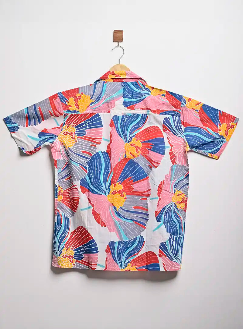 multicolor abstract cuban collar shirt