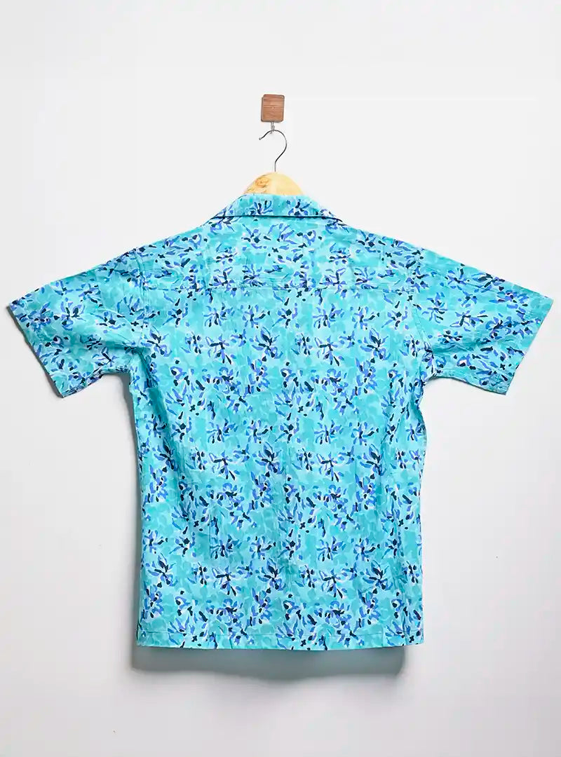 Blue Abstract Cuban Collar Resort Shirt