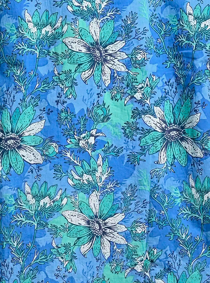 Blue Tropical Printed Cuban Collar Resort Shirt